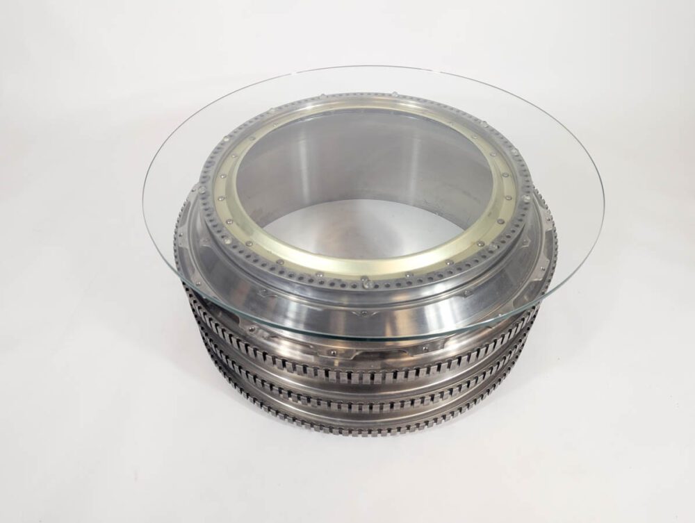 Jet Engine Spool Fan Booster Coffee Table Glass Top - Image 14