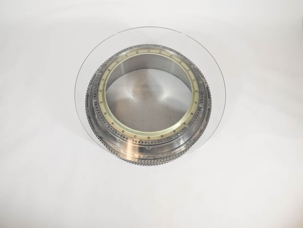 Jet Engine Spool Fan Booster Coffee Table Glass Top - Image 4