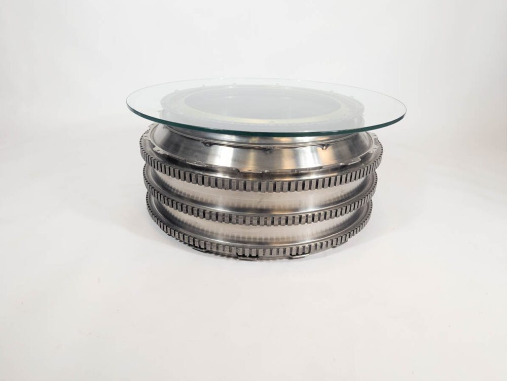 Jet Engine Spool Fan Booster Coffee Table Glass Top - Image 6