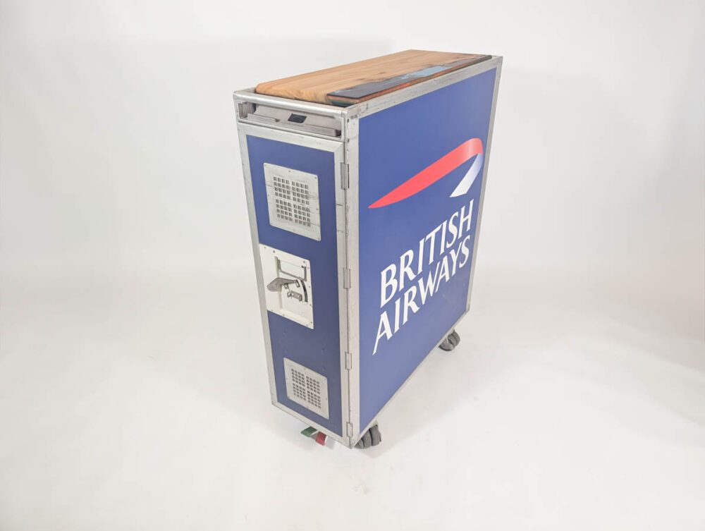 BA and Concorde Hostess Galley Cart Trolley Wrapped with Wooden Top - Image 11