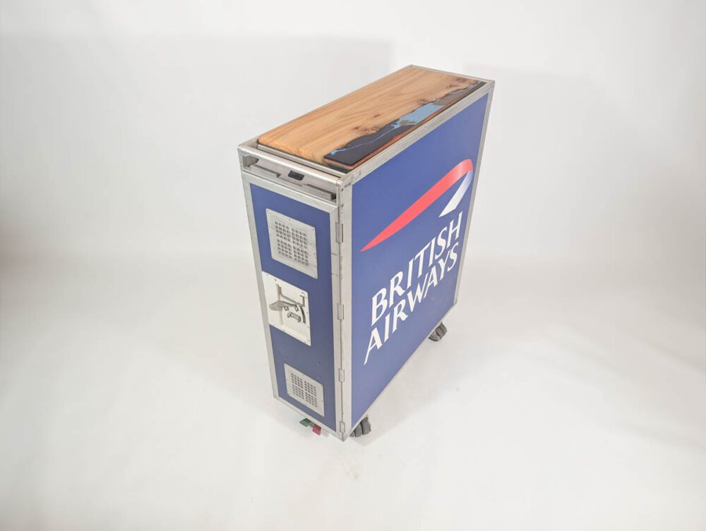 BA and Concorde Hostess Galley Cart Trolley Wrapped with Wooden Top - Image 12
