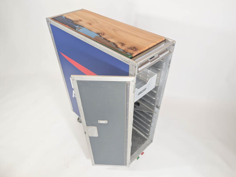 BA and Concorde Hostess Galley Cart Trolley Wrapped with Wooden Top - Image 10