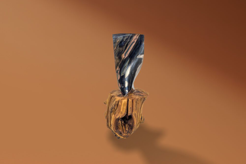 Polished CFM56 - 7B Stage 1 Fan Blade Mounted In Oak