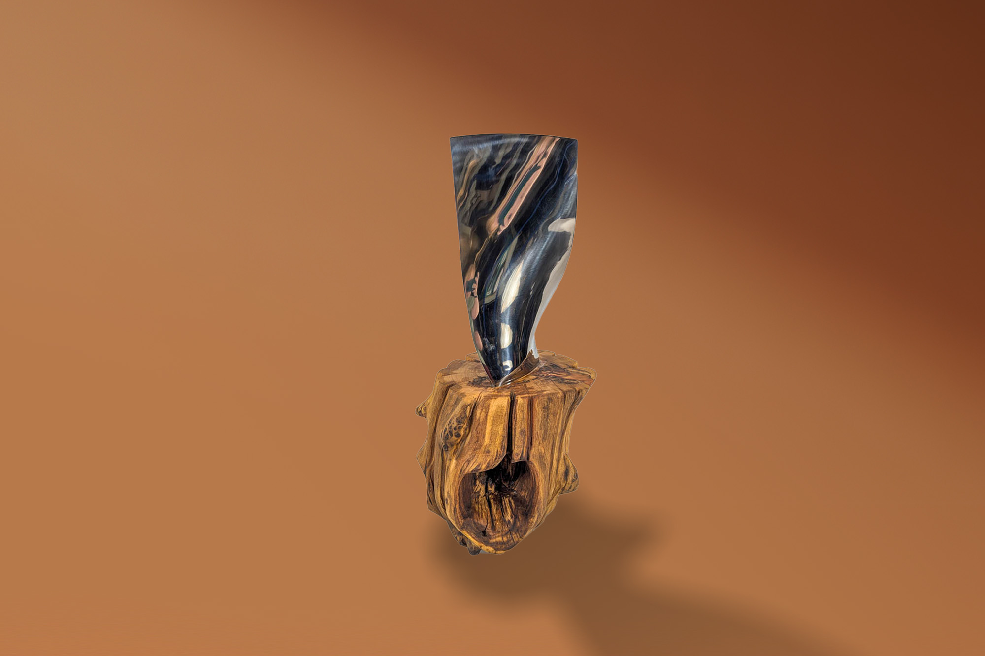 Polished CFM56 - 7B Stage 1 Fan Blade Mounted In Oak