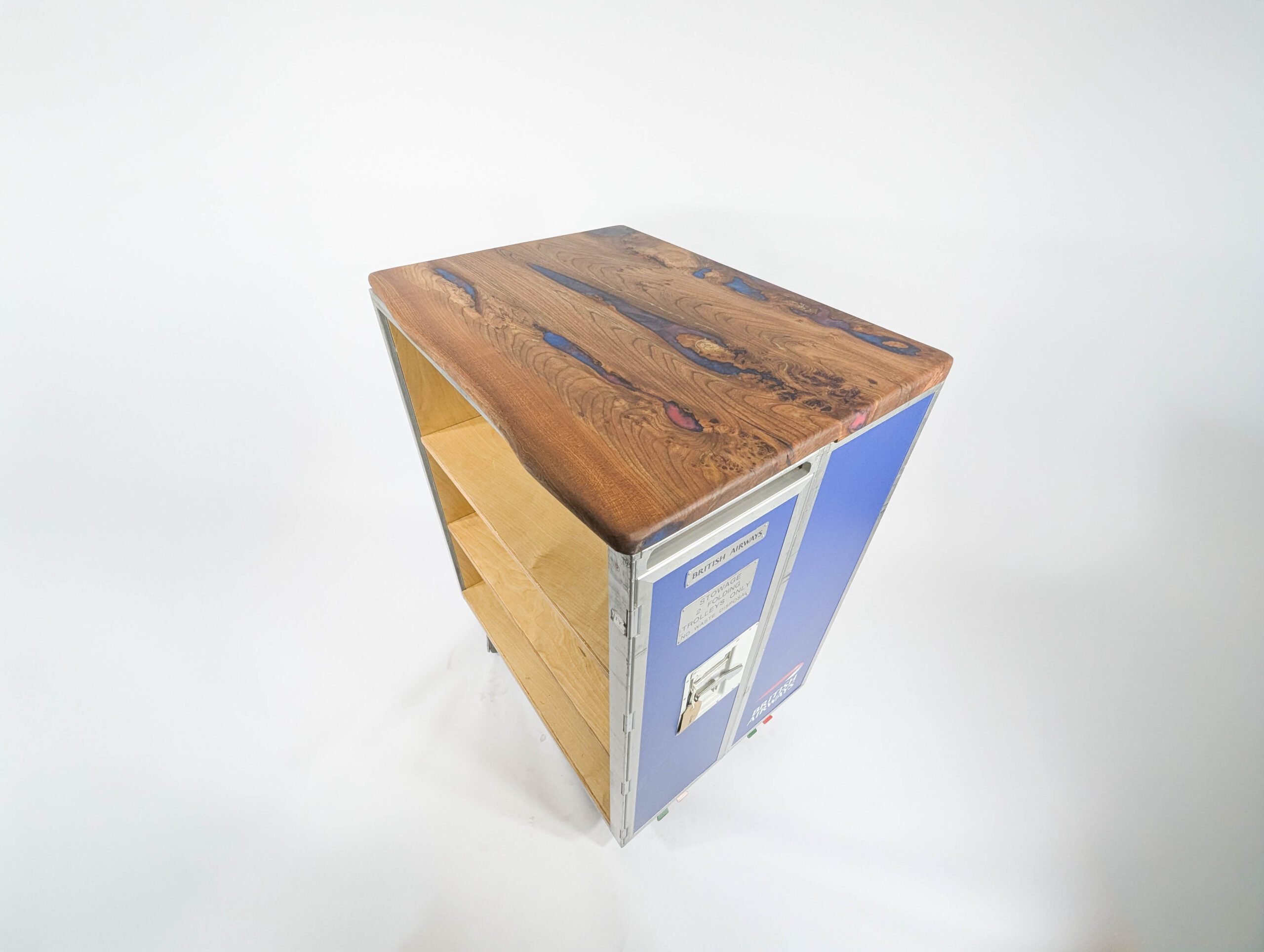 BA Kitchen Island Galley Cart Trolley Bar Wrapped With Wooden Top - Image 17