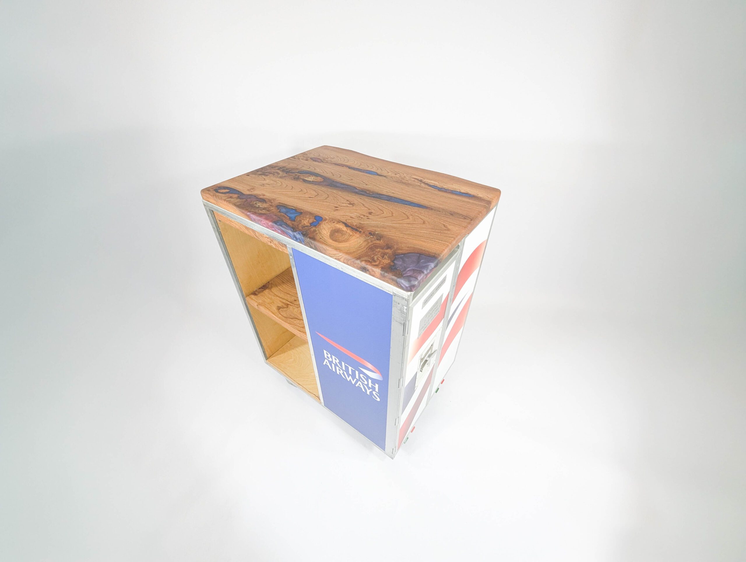 BA Kitchen Island Galley Cart Trolley Bar Wrapped With Wooden Top - Image 4