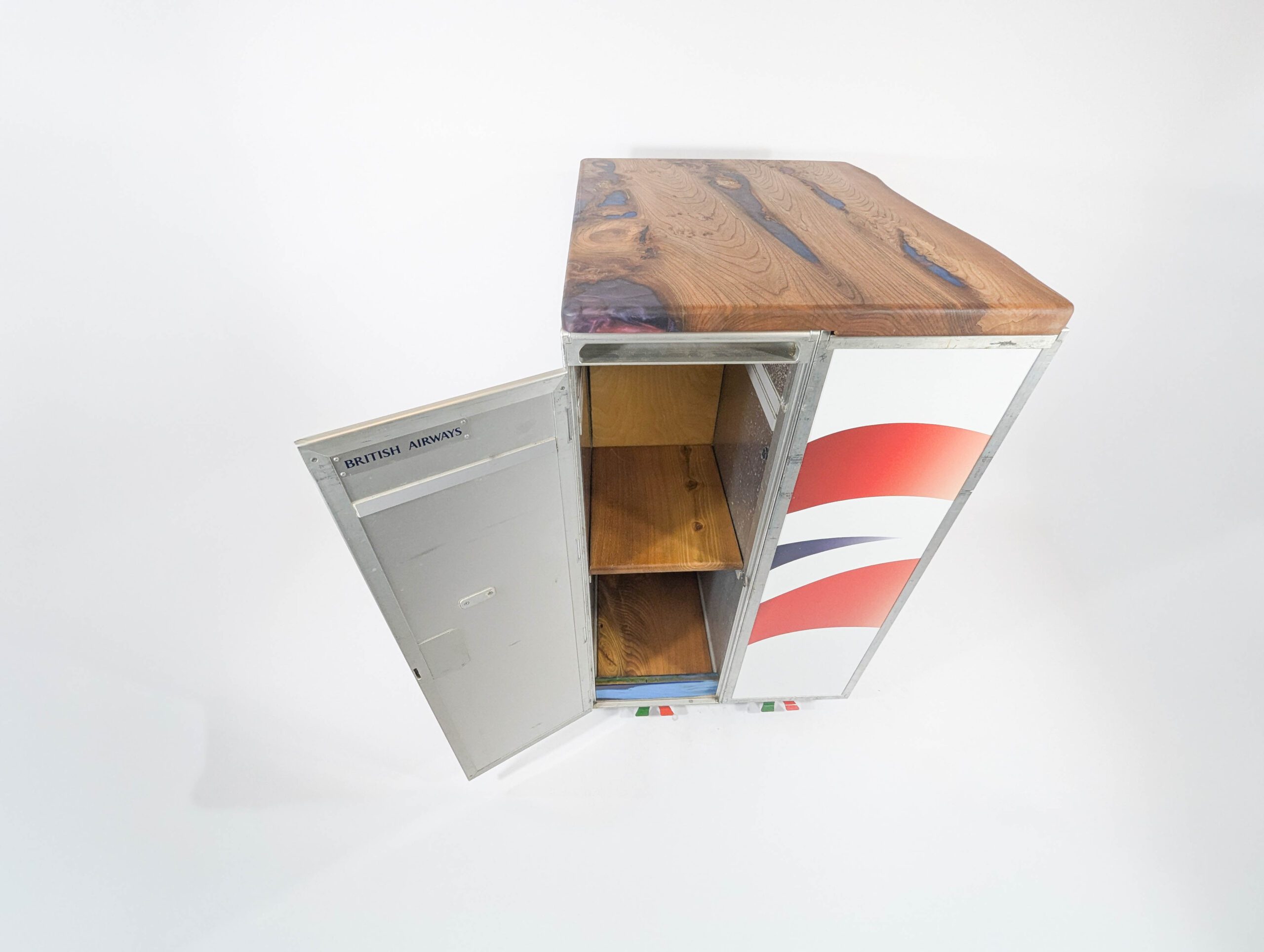 BA Kitchen Island Galley Cart Trolley Bar Wrapped With Wooden Top - Image 10