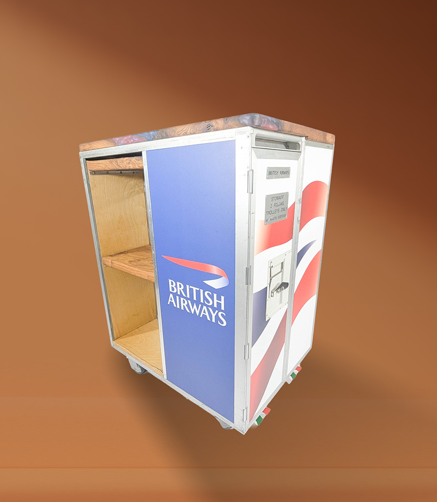 BA Kitchen Island Galley Cart Trolley Bar Wrapped With Wooden Top