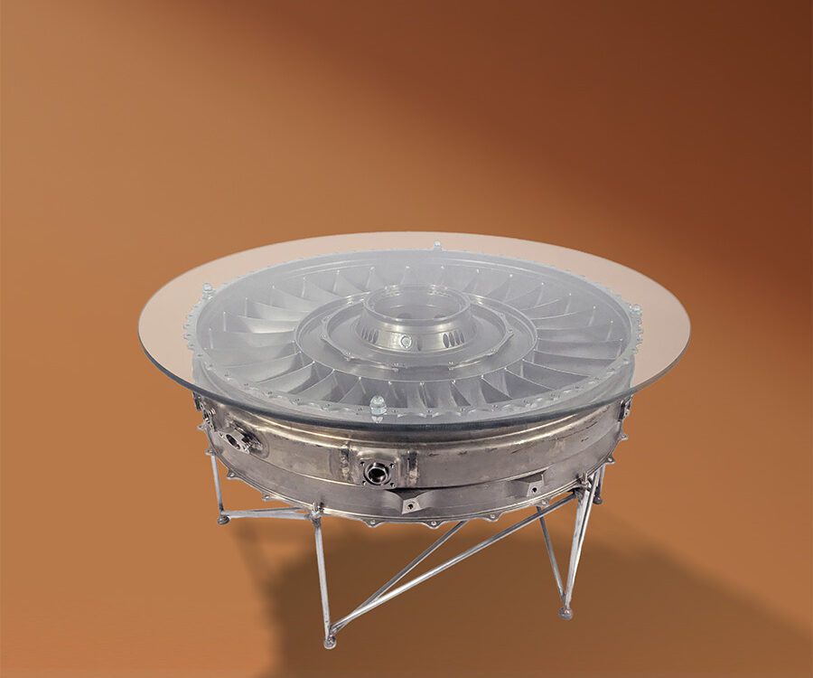 Tornado RB199 Blade Ring Coffee Table with Glass Top Custom Legs